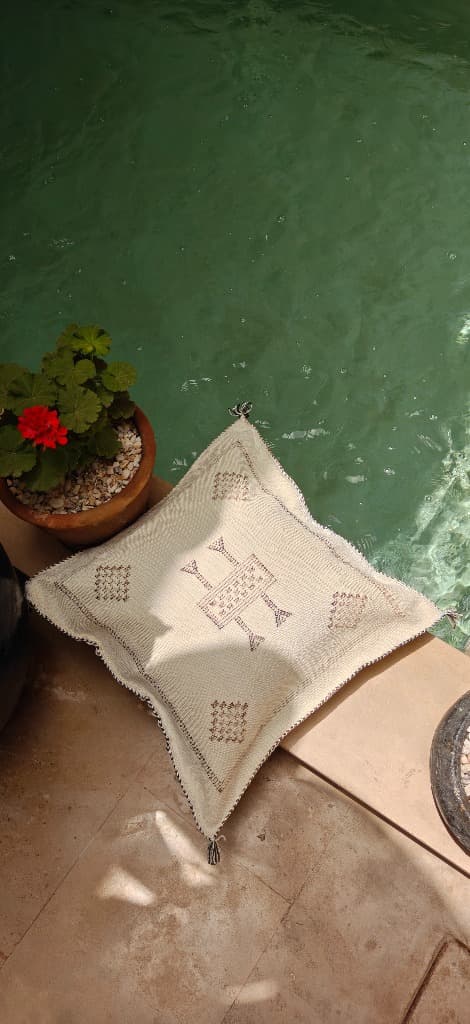 White embroidered sabra cushion