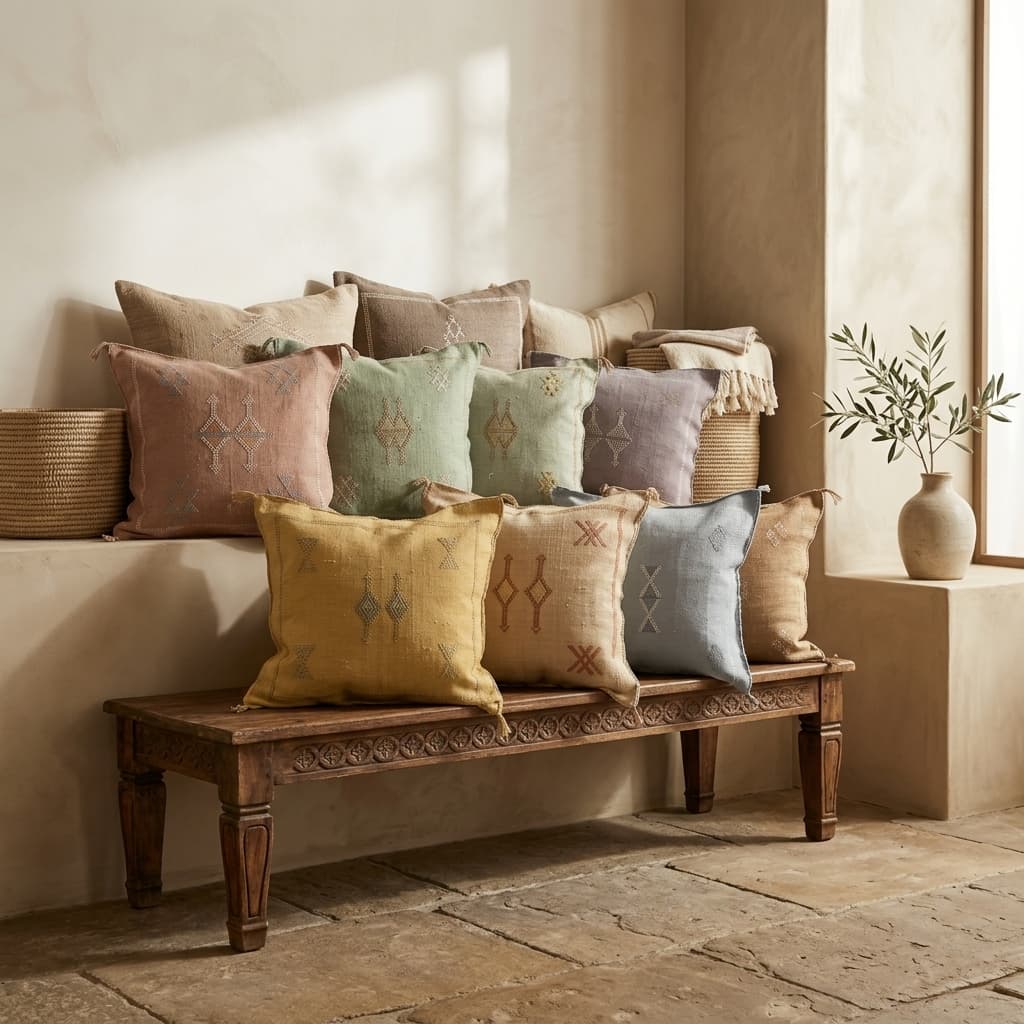 Handcrafted Moroccan pillow in a serene interior