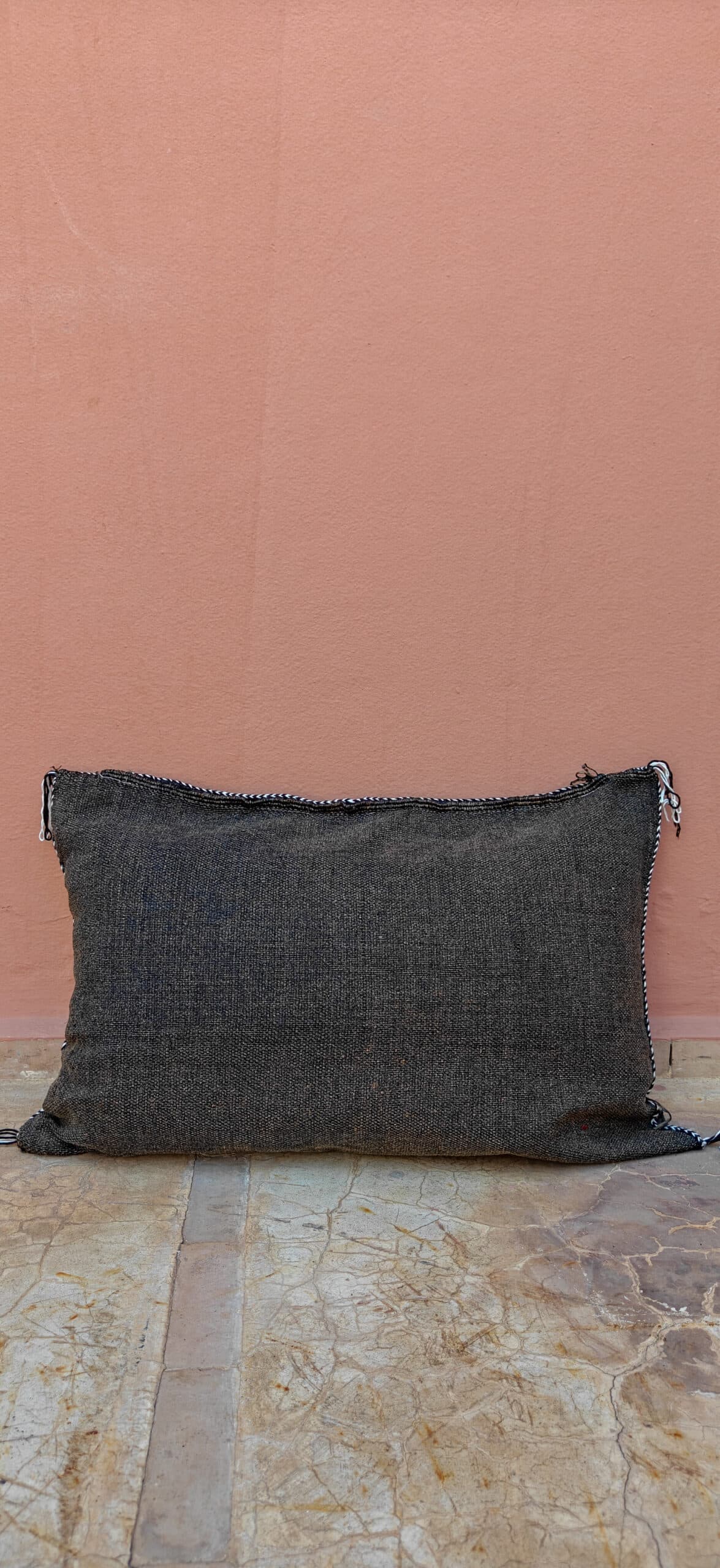 Sabra Lumbar Cushion - Charcoal Black & Terracotta Diamond 3