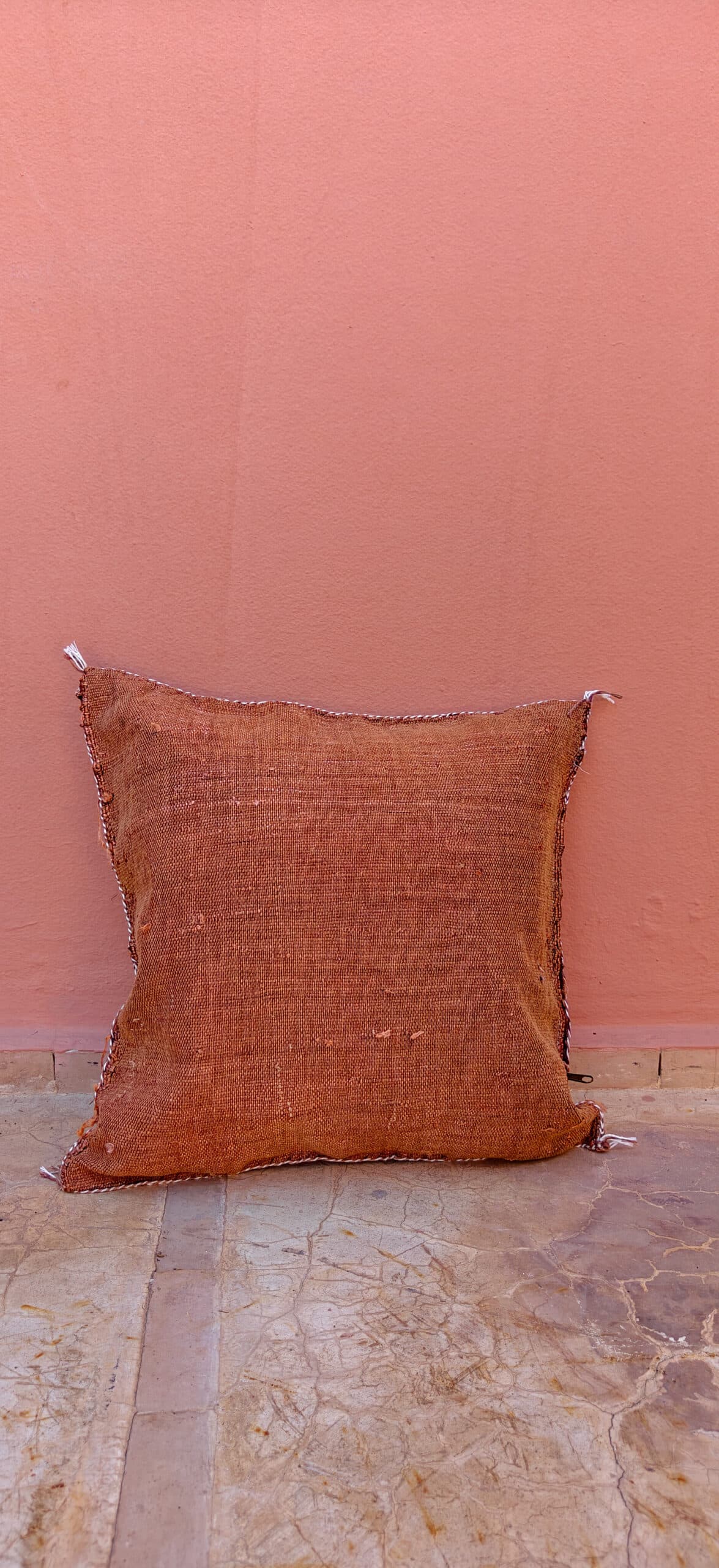 Sabra Square Cushion - Cinnamon Terracotta & Sage Diamond 3