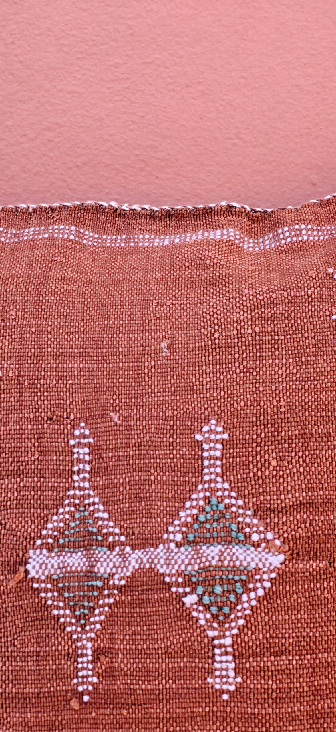 Sabra Square Cushion - Cinnamon Terracotta & Sage Diamond 2
