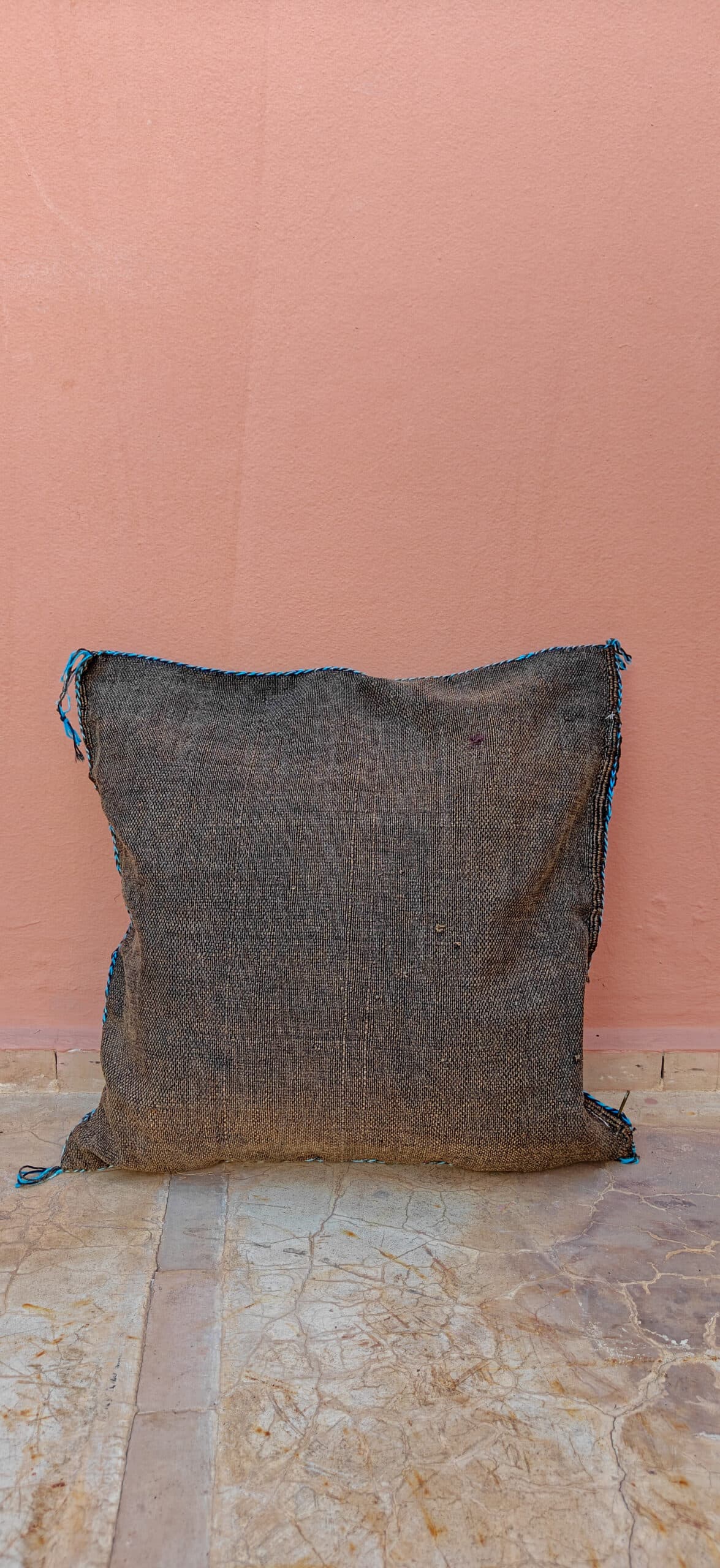 Sabra Square Cushion - Espresso & Turquoise Twin Diamond 3