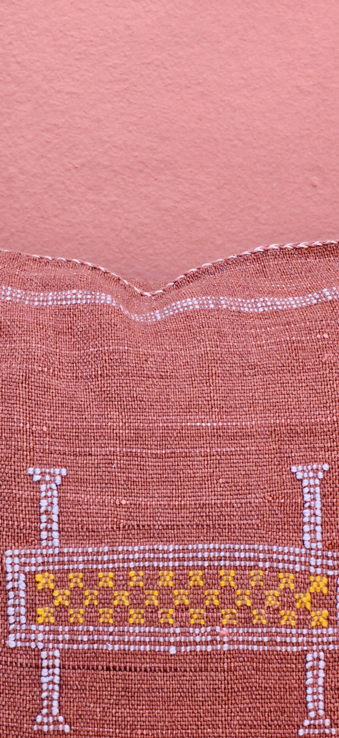 Sabra Square Cushion - Warm Cocoa & Berber Loom Motif 2