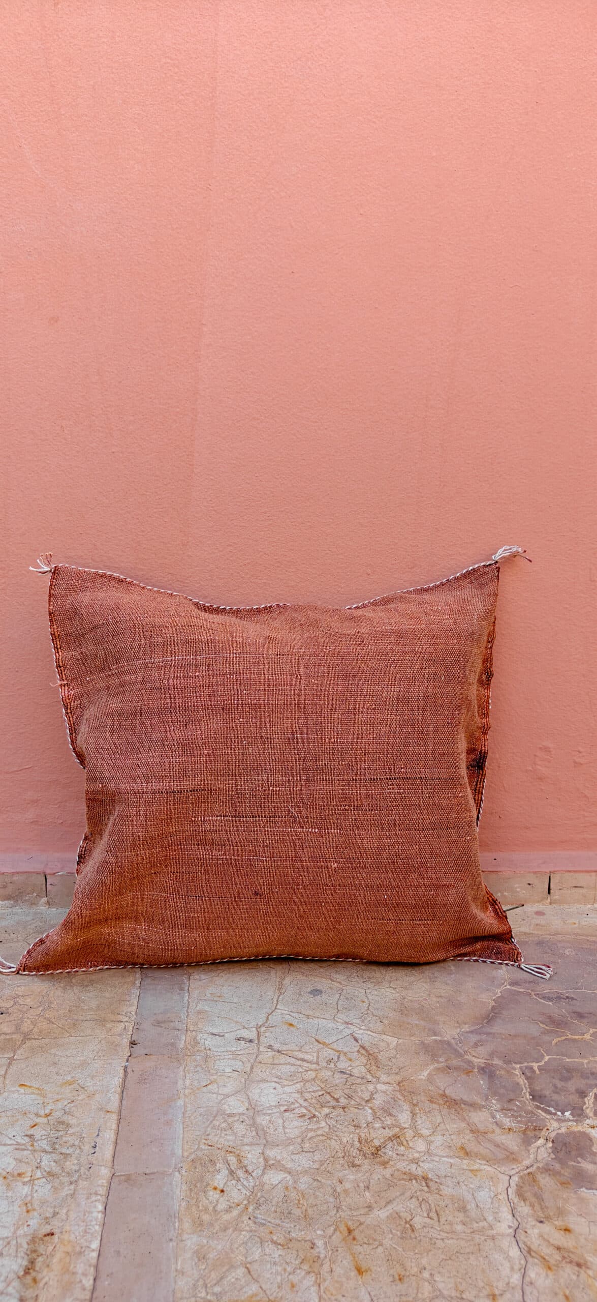 Sabra Square Cushion - Warm Cocoa & Berber Loom Motif 3