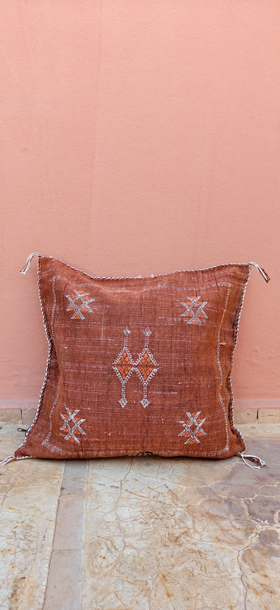 Sabra Square Cushion - Sienna Brown & Terracotta Stars