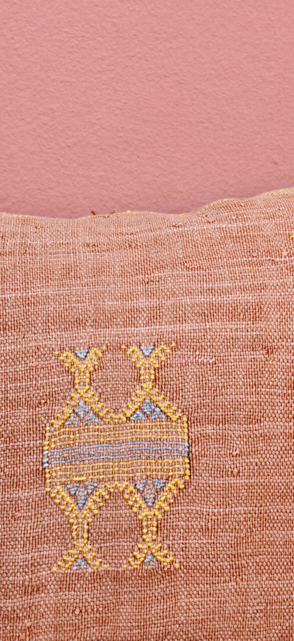 Sabra Square Cushion - Desert Camel & Ochre Twin Motif 2