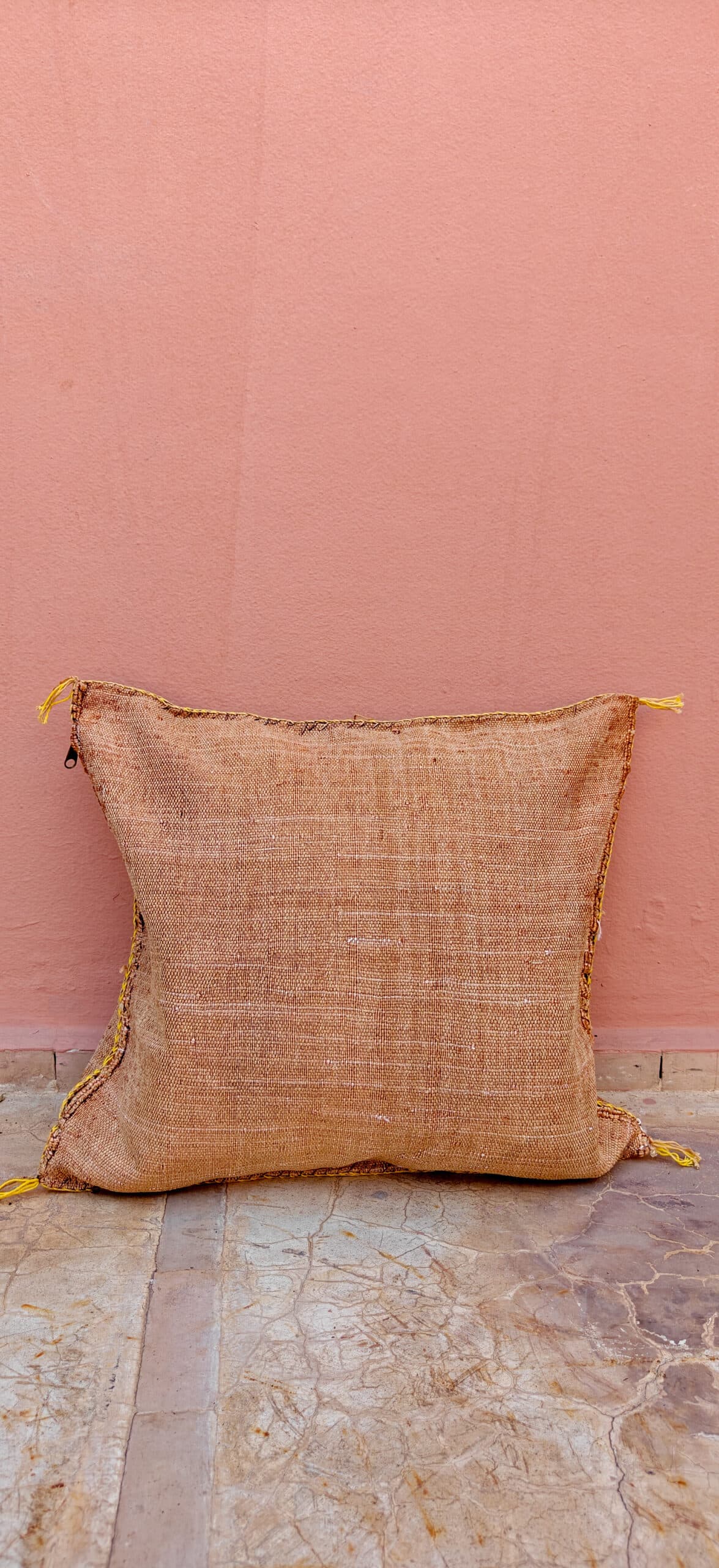 Sabra Square Cushion - Desert Camel & Ochre Twin Motif 3