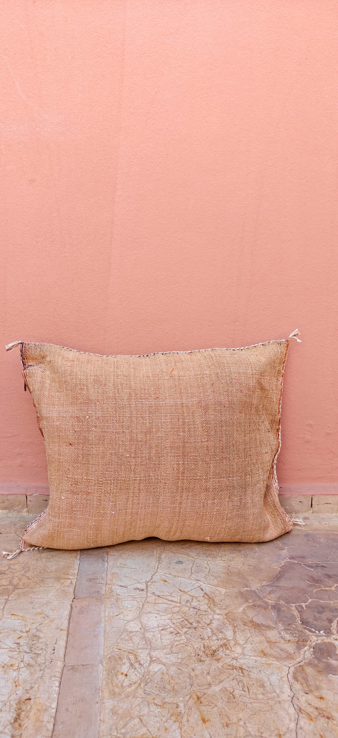 Sabra Square Cushion - Warm Sand & White Geometric Motif 3