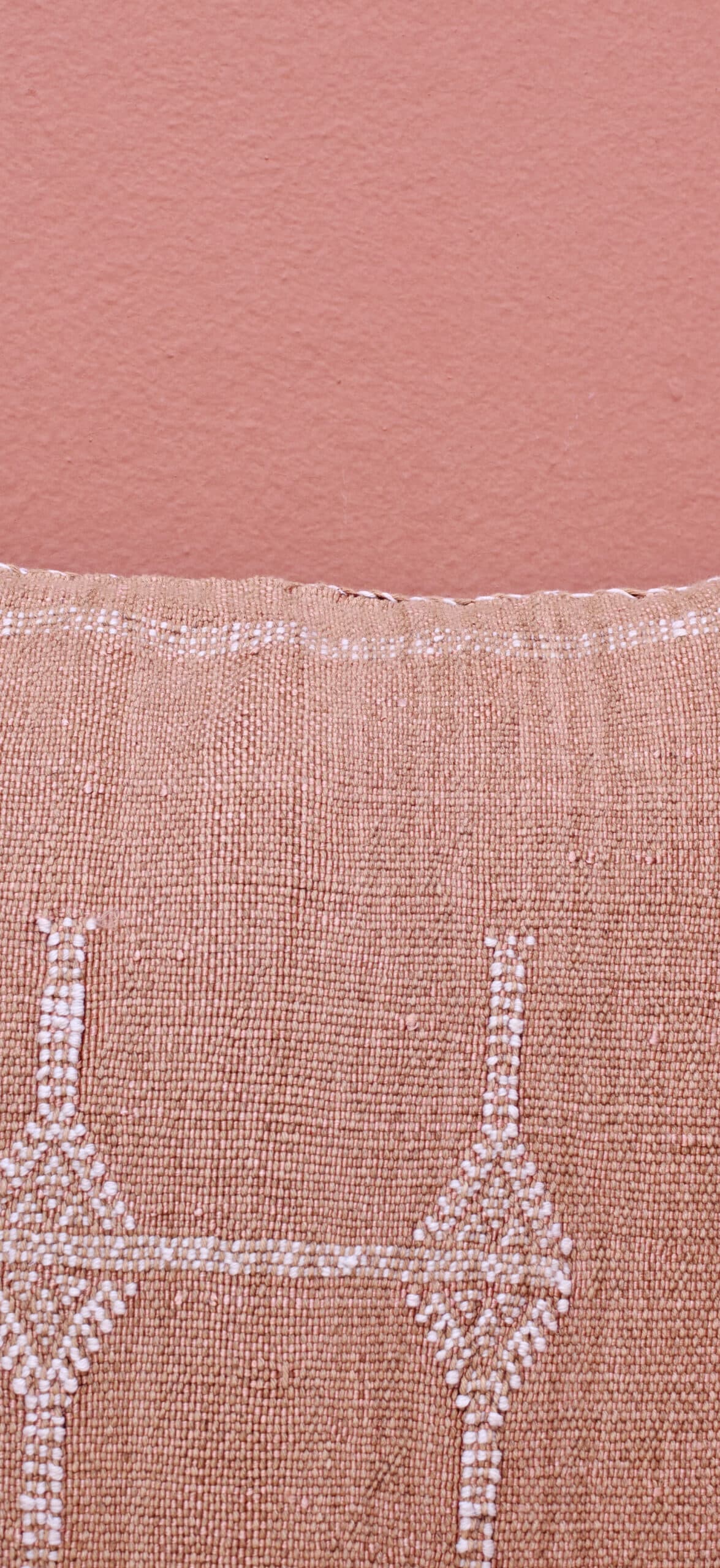 Sabra Square Cushion - Warm Sand & White Geometric Motif 2