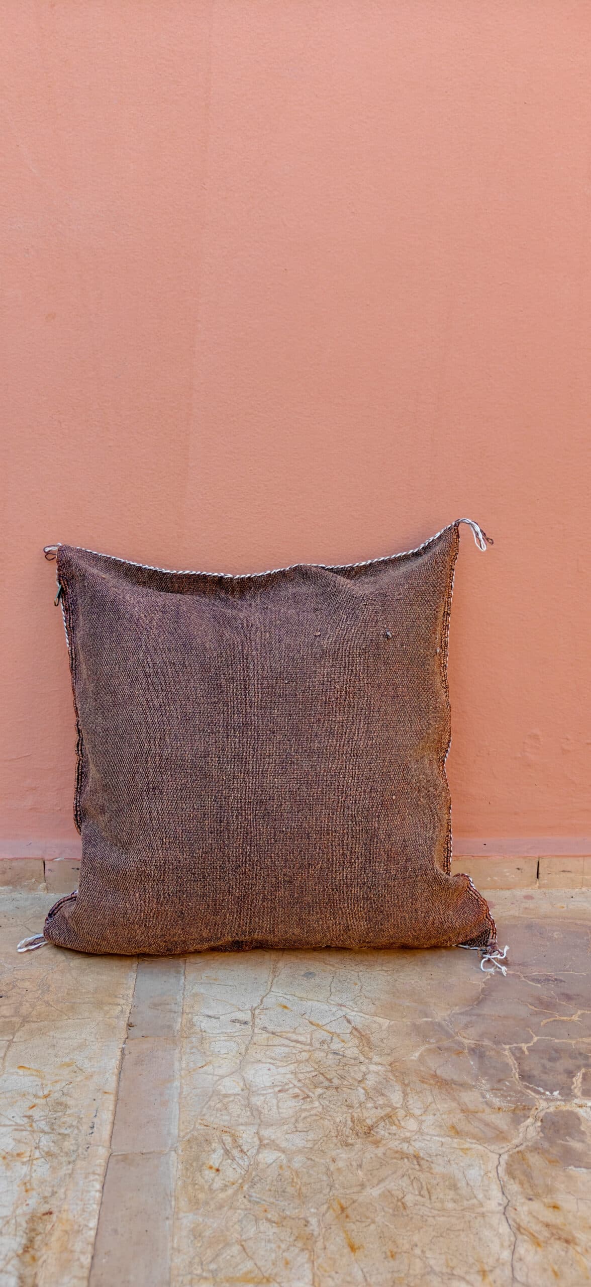 Sabra Square Cushion - Earthy Taupe & White Double Diamond 3