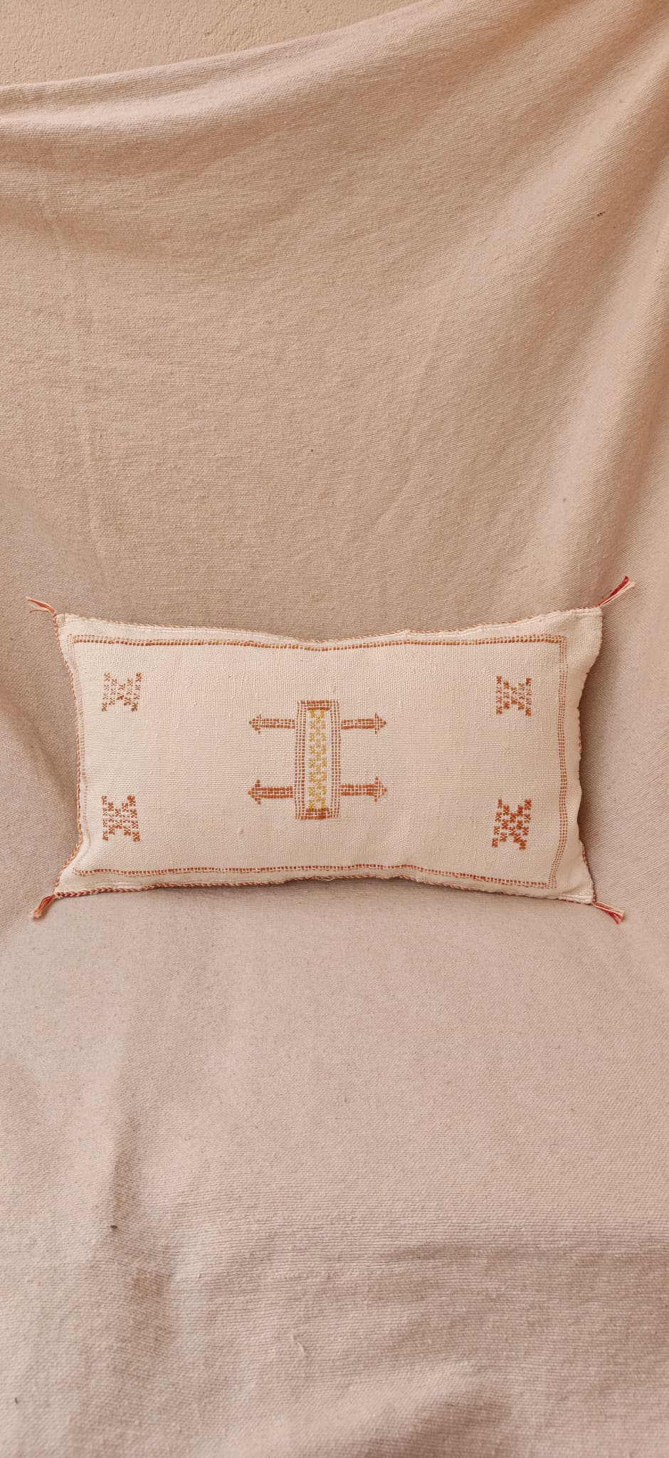 Sabra Lumbar Cushion - Ivory & Burnt Orange
