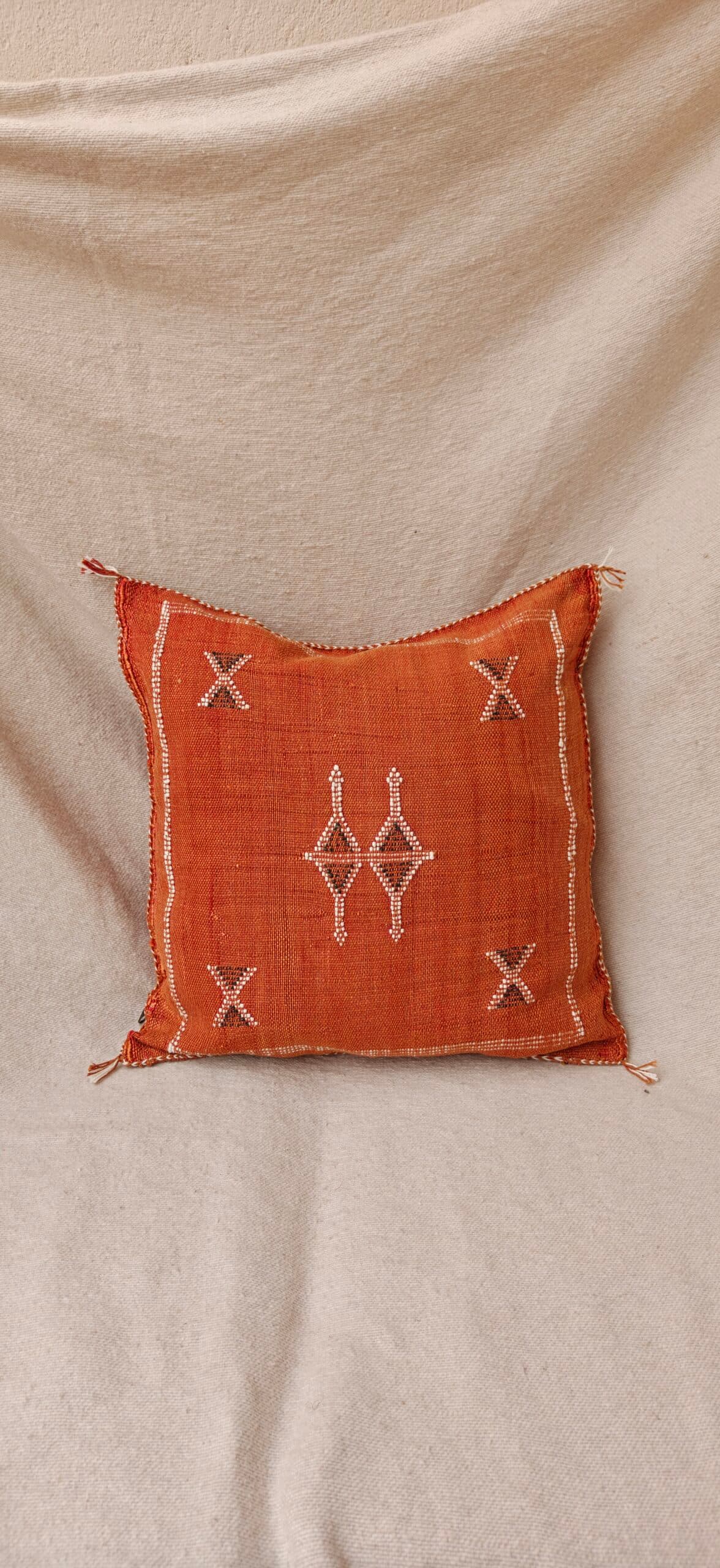Sabra Square Cushion - Terracotta & White