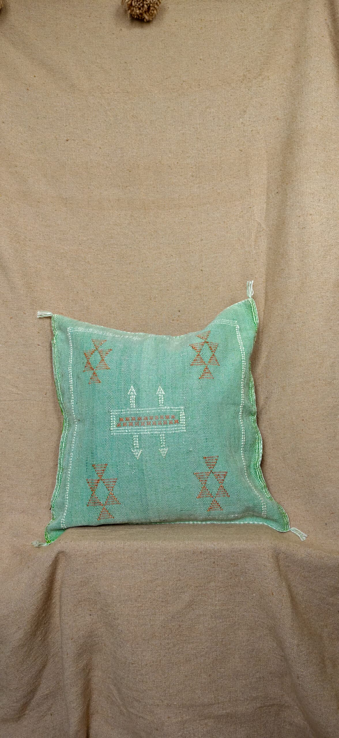 Mint Green & Orange Geometric Sabra Cushion