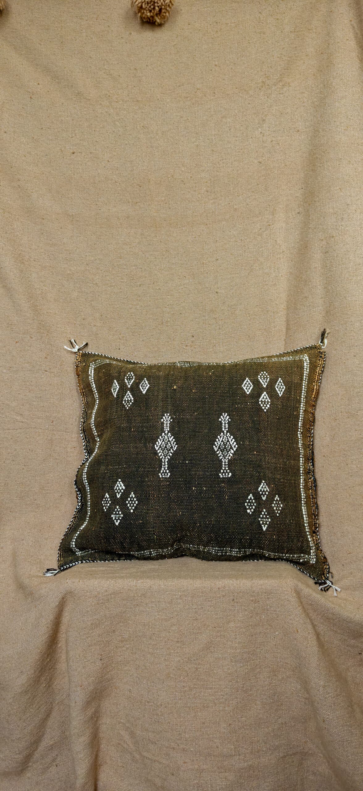 Dark Brown & White Square Sabra Cushion