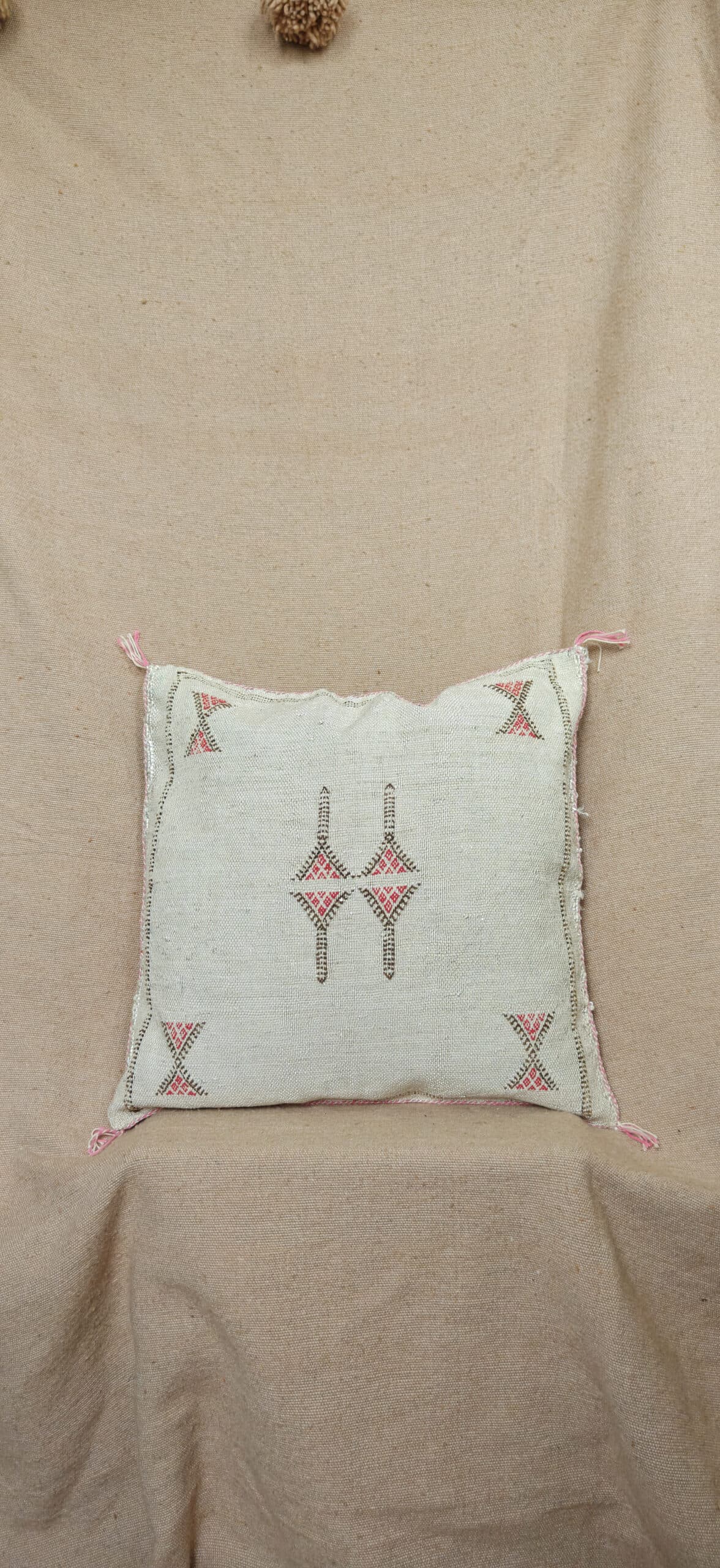 Ivory & Pink Square Sabra Cushion