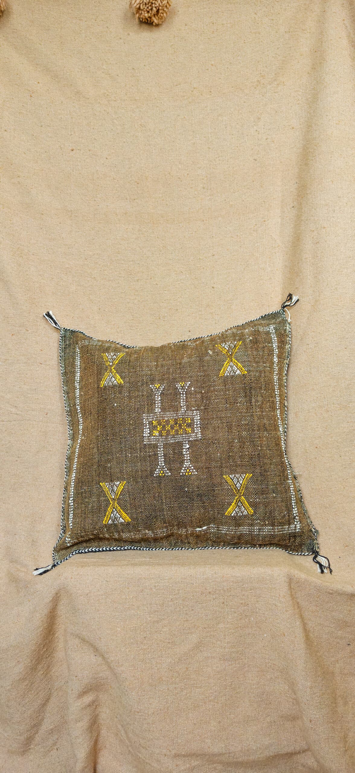 Brown & Yellow Square Sabra Cushion